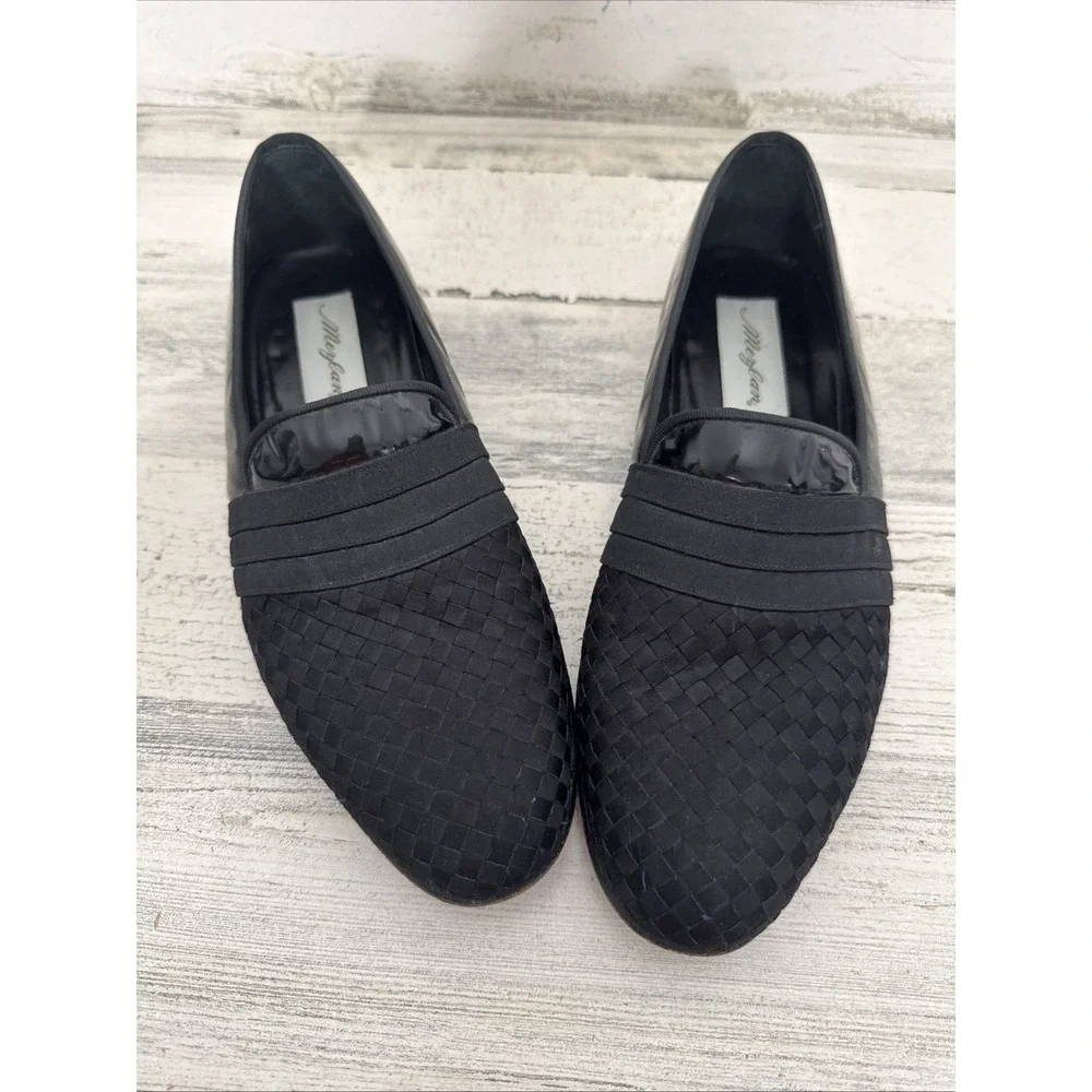 MEZLAN Tuxedo Formal Black Woven Fabric Men's Shoes Size 10M‎ Handmade
